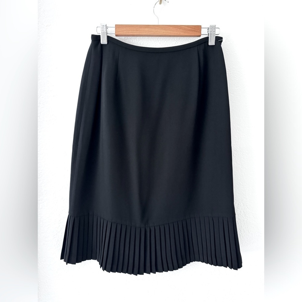 Lafayette 148 Career Pencil Pleated Hem Skirt Knee Length In Black Size 6